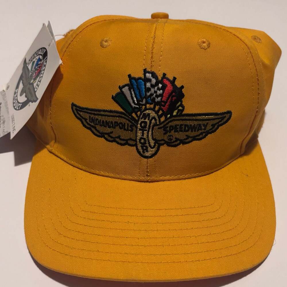 Vintage Logo Athletic Indianapolis Motor Speedway Safety Yellow Snapback Hat